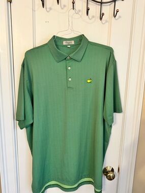 Peter Millar Masters Green Short-Sleeve Polo with Embroidered Logo